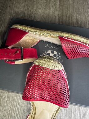 Vince Camuto Red Open-Weave Espadrille Slingback Sandals